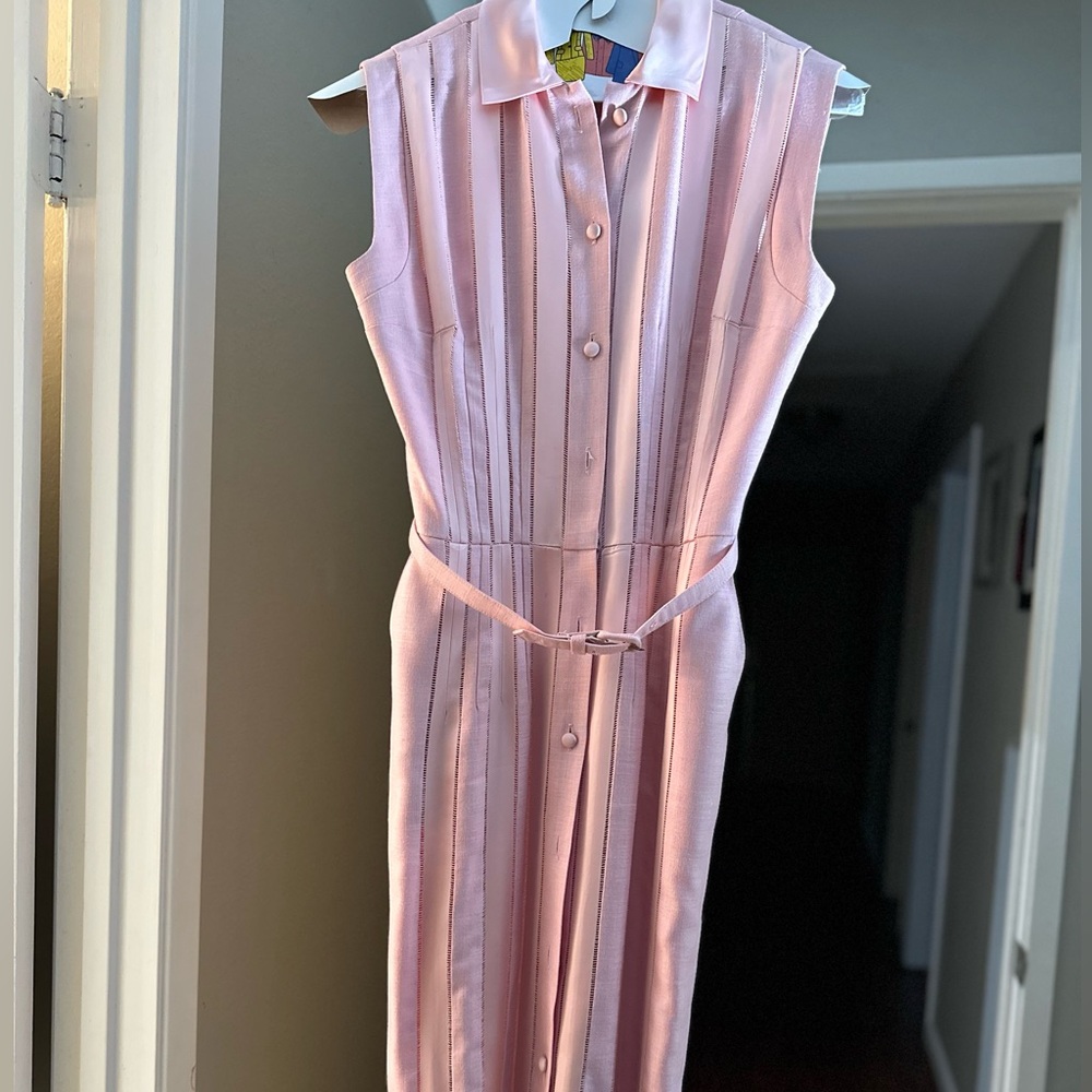 Elegant Pink Striped Midi Dress